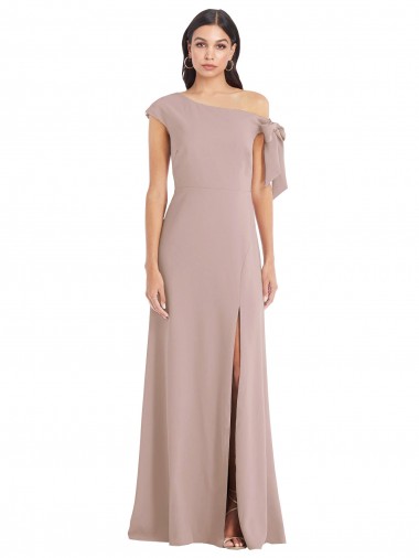 Sleeveless Dusty Pink A-Line Off the Shoulder Formal Evening Gown / Prom Dress / Bridesmaid Dress Lincoln