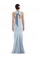 Sleeveless Light Sky Blue Open Back Trumpet Halter Neck Formal Evening Gown / Prom Dress / Bridesmaid Dress Lincoln