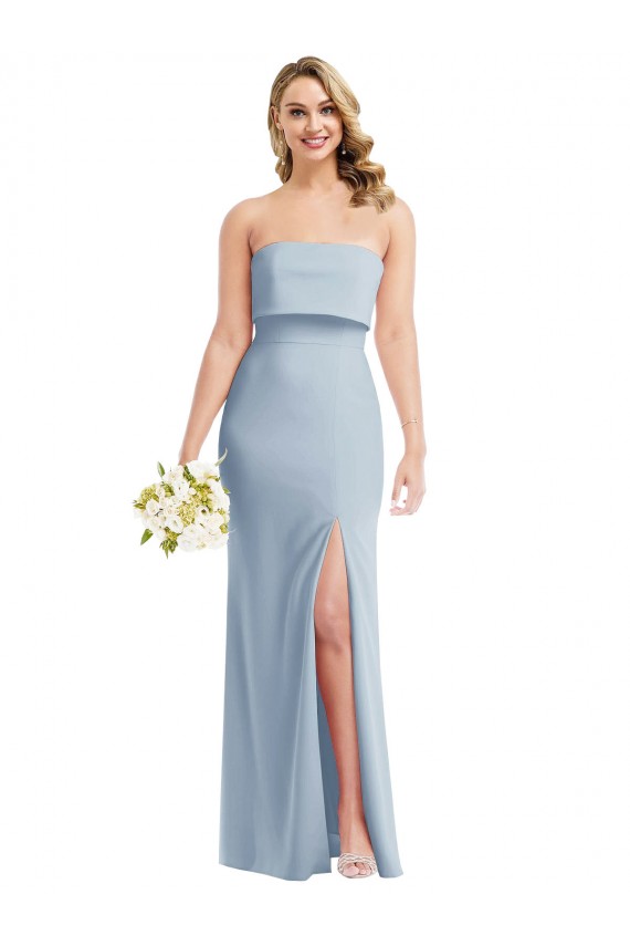 Sleeveless Light Sky Blue Low Back Trumpet Strapless Semi Formal Evening Dress / Prom Dress / Bridesmaid Dress Lincoln