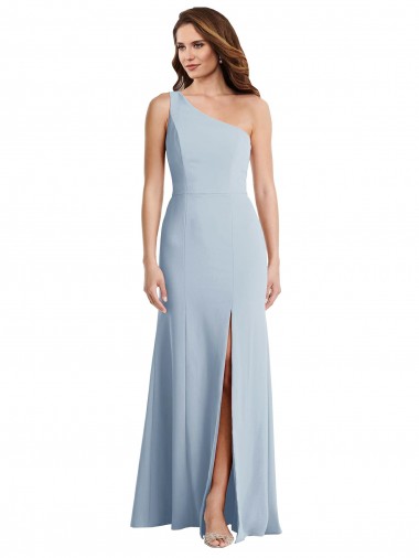 Sleeveless Light Sky Blue Trumpet One Shoulder Formal Evening Gown / Prom Dress / Bridesmaid Dress Lincoln