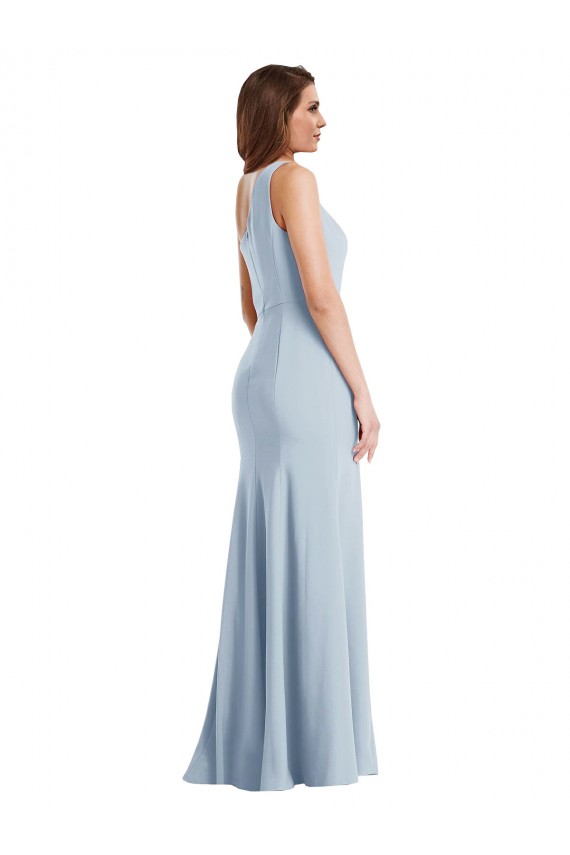 Sleeveless Light Sky Blue Trumpet One Shoulder Formal Evening Gown / Prom Dress / Bridesmaid Dress Lincoln