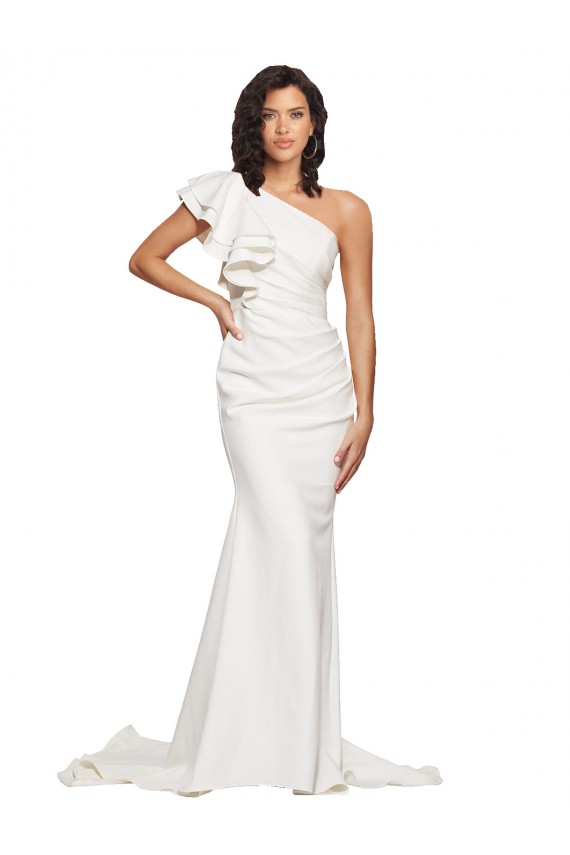 Sleeveless Ivory Sheath One Shoulder Semi Formal Evening Dress / Prom Dress / Bridesmaid Dress Lincoln