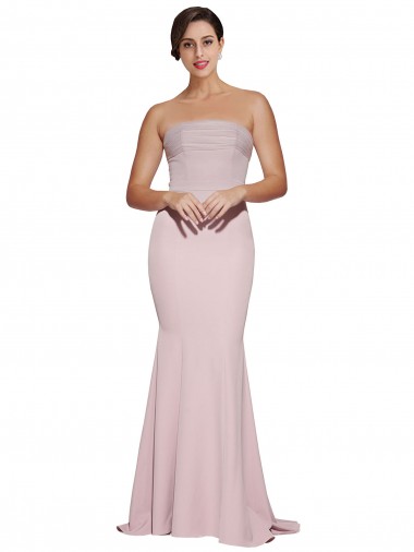 Sleeveless Mauve Low Back Sheath Strapless Formal Evening Gown / Prom Dress / Bridesmaid Dress Lincoln