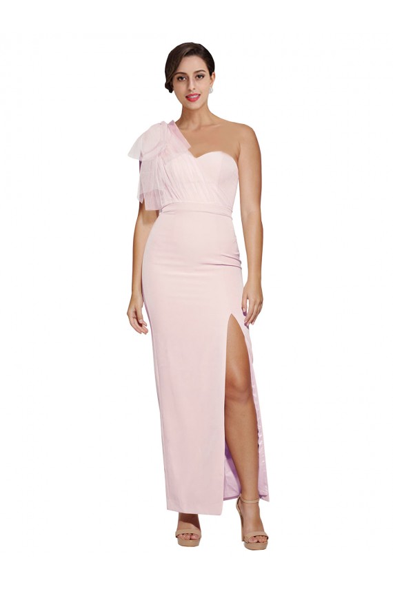 Sleeveless Pink Low Back Sheath One Shoulder Formal Evening Gown / Prom Dress / Bridesmaid Dress Lincoln