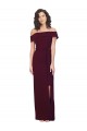 Sleeveless Burgundy Gold Low Back Sheath Off the Shoulder Formal Evening Gown / Prom Dress / Bridesmaid Dress Lincoln