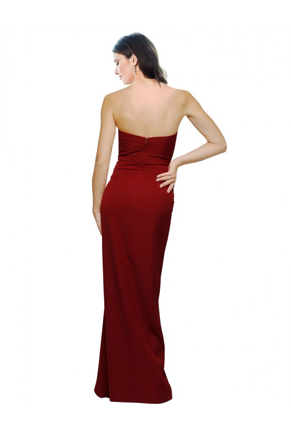 Sleeveless Burgundy Low Back Sheath Sweetheart Bridesmaid Dress / Evening Dress Lincoln