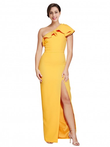 Sleeveless Saffron Sheath One Shoulder Formal Evening Gown / Prom Dress / Bridesmaid Dress Lincoln