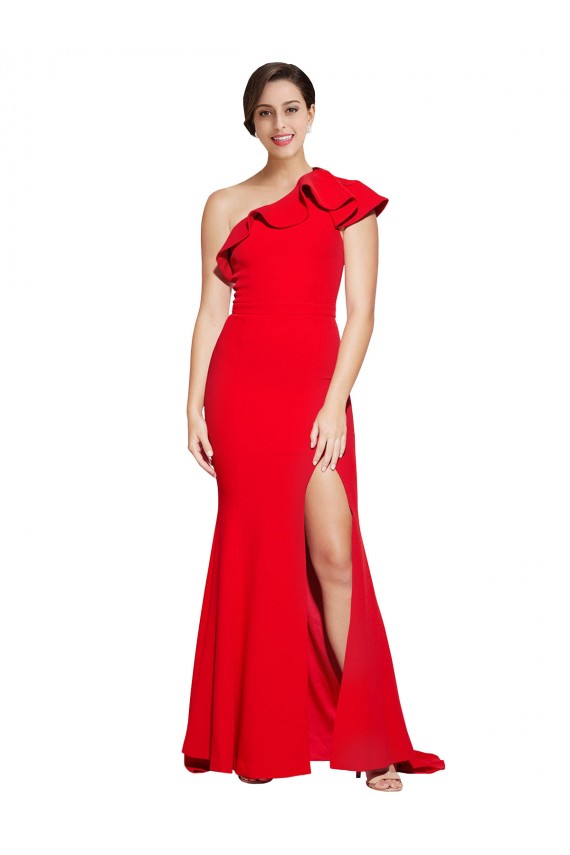 Sleeveless Red Sheath One Shoulder Semi Formal Evening Dress / Prom Dress / Bridesmaid Dress Lincoln