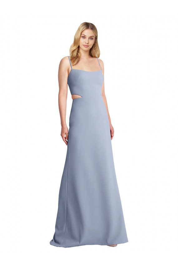 Sleeveless Smoke Blue Open Back A-Line Spaghetti Straps Prom Dress / Bridesmaid Dress Lincoln