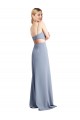 Sleeveless Smoke Blue Open Back A-Line Spaghetti Straps Prom Dress / Bridesmaid Dress Lincoln