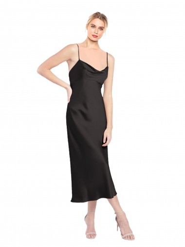 Sleeveless Black Low Back A-Line Spaghetti Straps Formal Evening Gown / Prom Dress / Bridesmaid Dress Lincoln