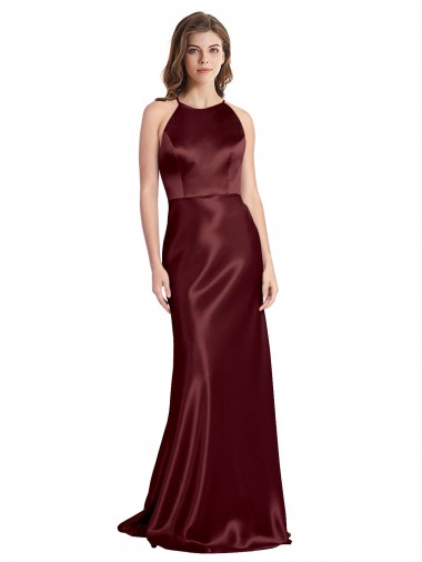 Sleeveless Burgundy Gold A-Line Spaghetti Straps Formal Evening Gown / Prom Dress / Bridesmaid Dress Lincoln