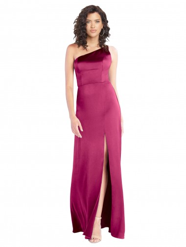 Sleeveless Fuchsia Open Back A-Line One Shoulder Formal Evening Gown / Prom Dress / Bridesmaid Dress Lincoln