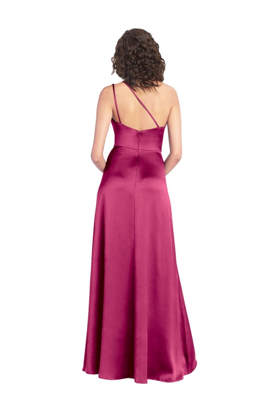 Sleeveless Fuchsia Open Back A-Line One Shoulder Formal Evening Gown / Prom Dress / Bridesmaid Dress Lincoln