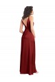 Sleeveless Burgundy V-Back A-Line Stretch Satin V-Neck Formal Dress / Bridesmaid Dress Lincoln