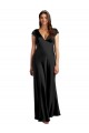 Cap Sleeves Black Keyhole Back A-Line V-Neck Formal Evening Gown / Prom Dress / Bridesmaid Dress Lincoln