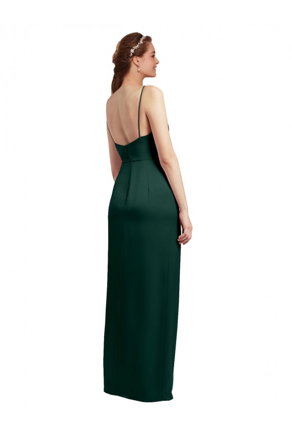 Sleeveless Hunter Low Back Column Spaghetti Straps Formal Evening Gown / Prom Dress / Bridesmaid Dress Lincoln