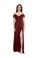 Sleeveless Burgundy Gold A-Line Off the Shoulder Formal Dress / Bridesmaid Dress Lincoln