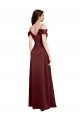 Sleeveless Burgundy Gold A-Line Off the Shoulder Formal Dress / Bridesmaid Dress Lincoln