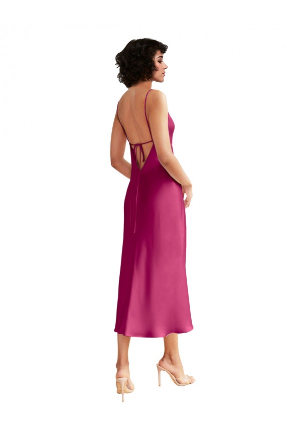 Sleeveless Fuchsia Low Back A-Line V-Neck Formal Evening Gown / Prom Dress / Bridesmaid Dress Lincoln