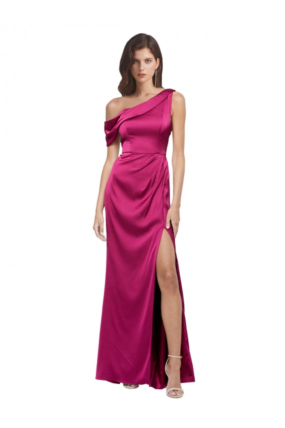 Sleeveless Fuchsia A-Line One Shoulder Bridesmaid Dress / Evening Dress Lincoln