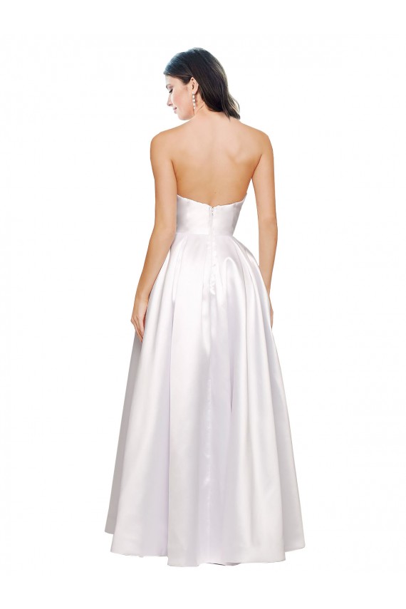Sleeveless White Low Back A-Line Strapless Formal Evening Gown / Prom Dress / Bridesmaid Dress Lincoln