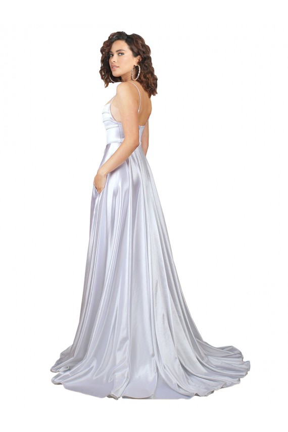 Sleeveless White A-Line Spaghetti Straps Beach Wedding Dress Lincoln