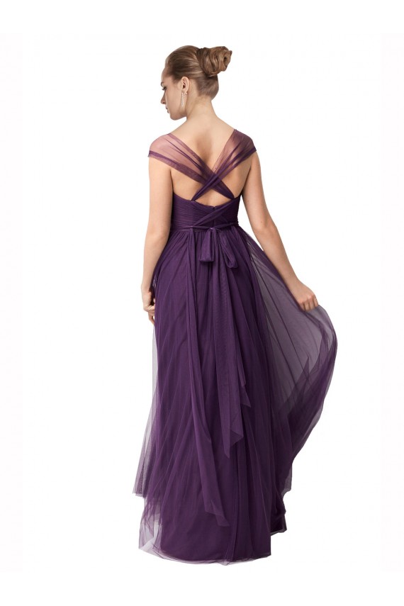 Cap Sleeves Plum Purple A-Line Sweetheart Bridesmaid Dress Lincoln