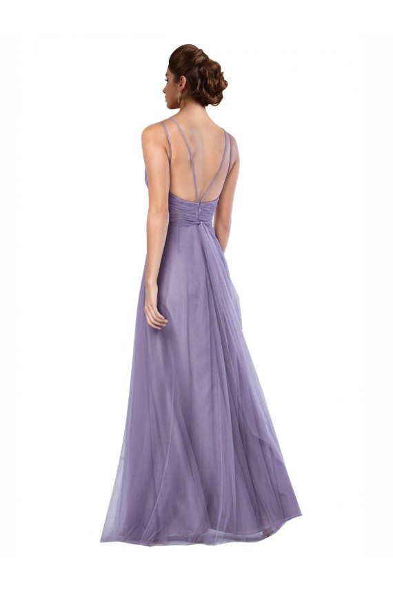 Sleeveless Watermelon V-Back A-Line Spaghetti Straps Bridesmaid Dress Lincoln