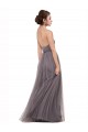 Sleeveless Pewter V-Back A-Line Spaghetti Straps Bridesmaid Dress Lincoln