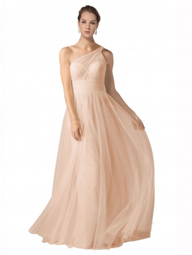 Sleeveless Nude Keyhole Back A-Line Spaghetti Straps Formal Dress / Bridesmaid Dress Lincoln
