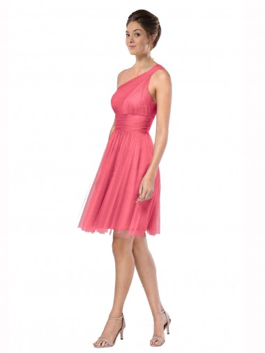 Sleeveless Watermelon A-Line One Shoulder Bridesmaid Dress Lincoln