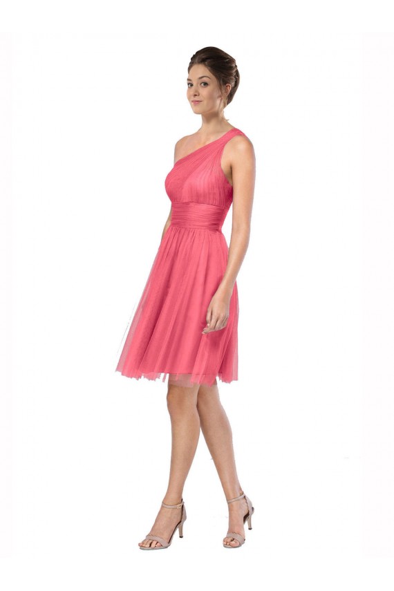 Sleeveless Watermelon A-Line One Shoulder Bridesmaid Dress Lincoln