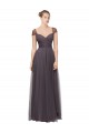 Cap Sleeves Pewter A-Line Sweetheart Bridesmaid Dress Lincoln