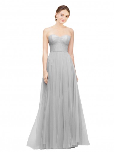 Sleeveless Silver A-Line Sweetheart Bridesmaid Dress Lincoln