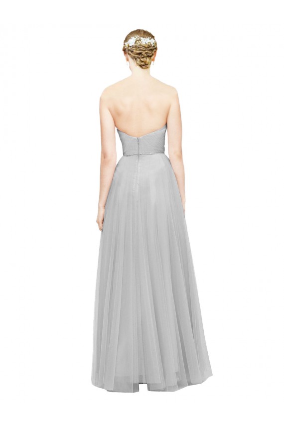Sleeveless Silver A-Line Sweetheart Bridesmaid Dress Lincoln