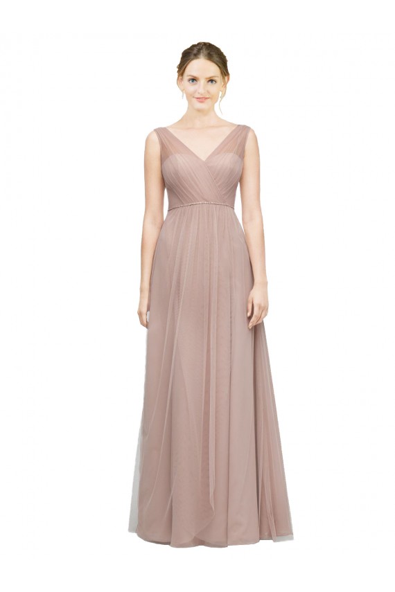 Sleeveless Blush A-Line V-Neck Bridesmaid Dress Lincoln