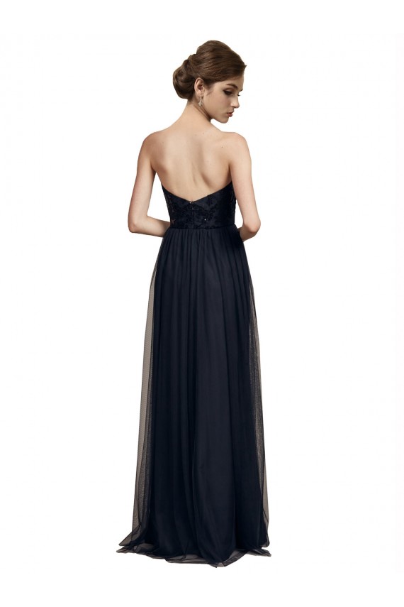 Sleeveless Black A-Line Sweetheart Bridesmaid Gown Lincoln