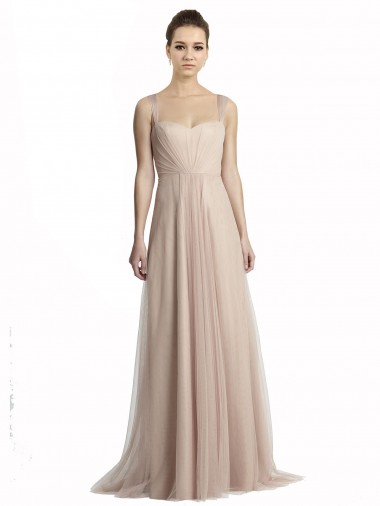 Sleeveless Nude A-Line Square Neck Bridesmaid Evening Dress Lincoln