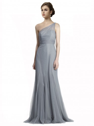 Sleeveless Slate Grey Mermaid One Shoulder Bridesmaid Dress Lincoln