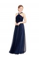 Sleeveless Navy Blue A-Line Halter Neck Bridesmaid Dress / Evening Dress Lincoln