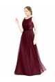Sleeveless Burgundy Keyhole Back A-Line Boat Neck Semi Formal Evening Dress / Bridesmaid Dress Lincoln