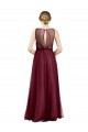 Sleeveless Burgundy Keyhole Back A-Line Boat Neck Semi Formal Evening Dress / Bridesmaid Dress Lincoln