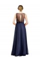 Sleeveless Burgundy Keyhole Back A-Line Boat Neck Semi Formal Evening Dress / Bridesmaid Dress Lincoln