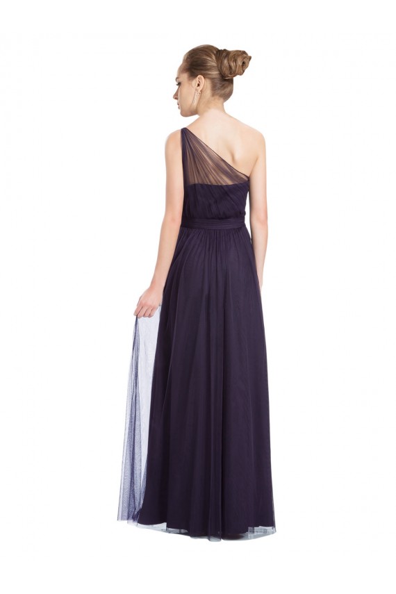 Sleeveless Black A-Line Tulle One Shoulder Bridesmaid Dress Lincoln