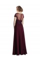 Cap Sleeves Burgundy Gold A-Line Jewel Neck Bridesmaid Dress Lincoln