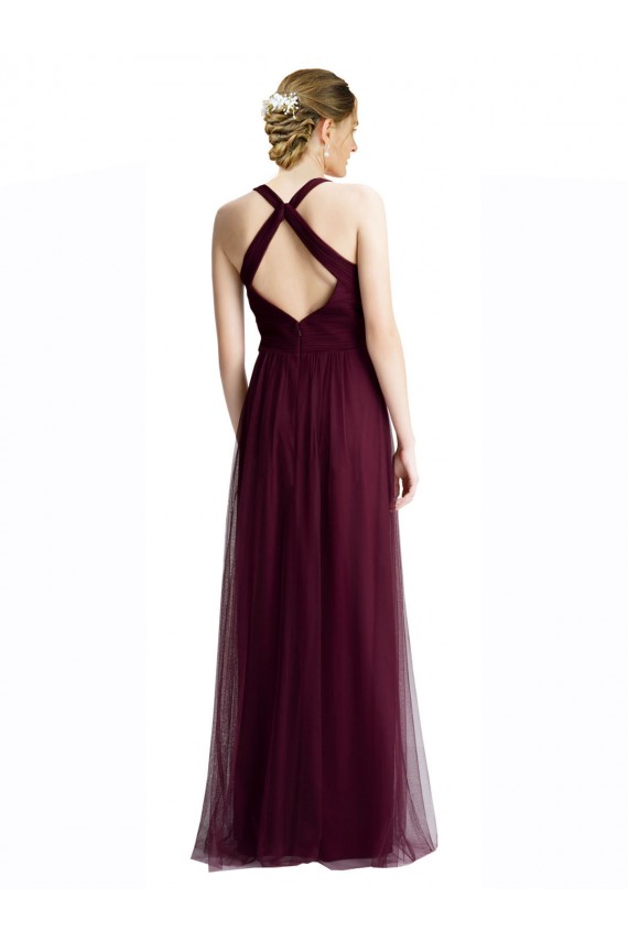 Sleeveless Red Open Back A-Line Halter Neck Bridesmaid Dress / Evening Dress Lincoln