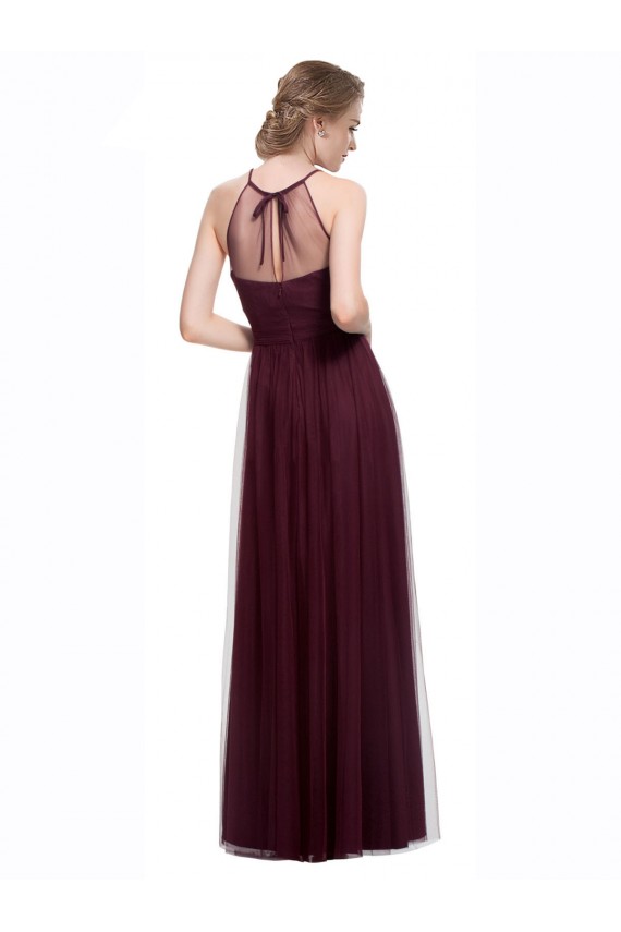 Sleeveless Red A-Line Halter Neck Bridesmaid Dress Lincoln
