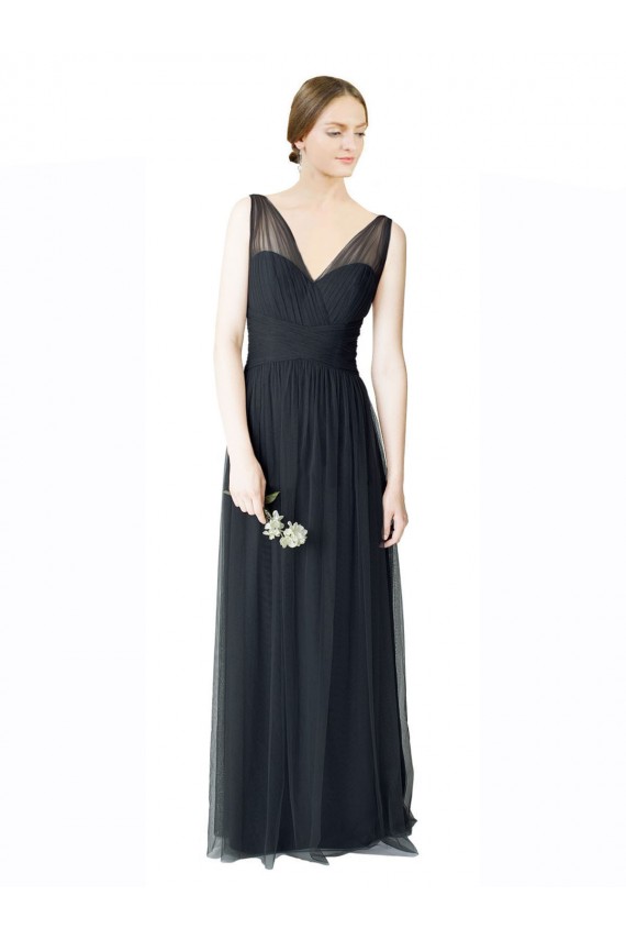 Sleeveless Pewter V-Back A-Line V-Neck Formal Dress / Bridesmaid Dress Lincoln