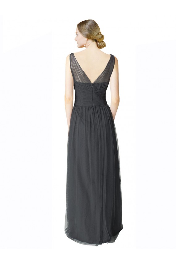 Sleeveless Pewter V-Back A-Line V-Neck Formal Dress / Bridesmaid Dress Lincoln